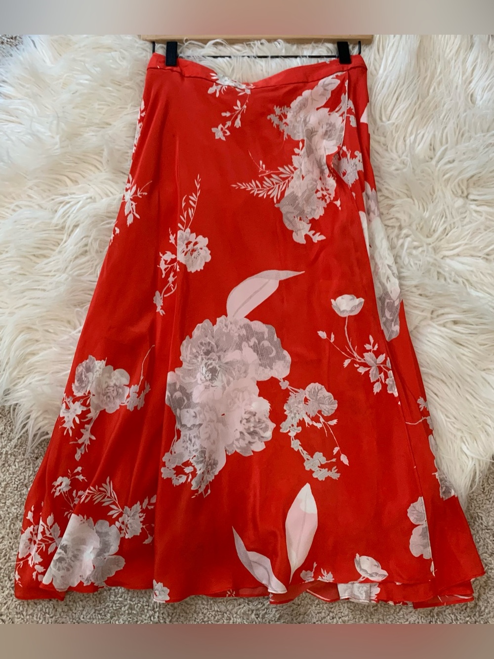 Alice + Olivia Nanette Silk Wrap Midi Skirt Red Multicolor Size 2